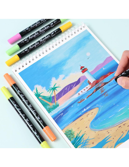 Set de 30 Marcadores de Pintura Acrílica TOSHARE - Punta Doble Set de 30 Marcadores de Pintura Acrílica TOSHARE - Punta Doble