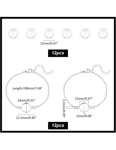 Kits de Brazaletes UNICRAFTALE 12 Piezas Acero Inoxidable 12mm