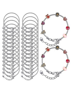 Hicarer 20 Pcs Pulsera de Cadena de Acero Inoxidable DIY Plata