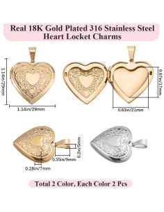 Beebeecraft Encantos Corazón Locket 18K Oro 4Pcs DIY Joyería 2
