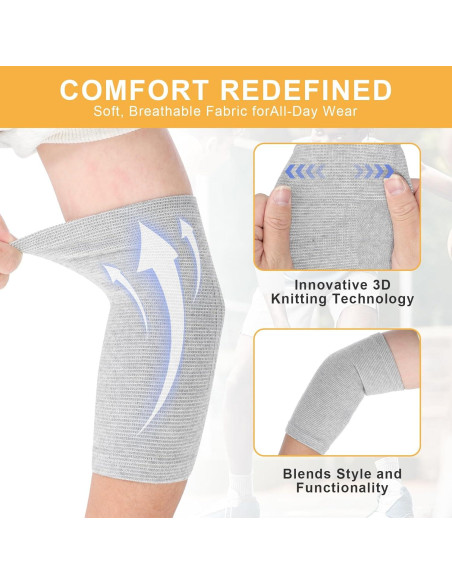 2 Pares Almohadillas de Codo Compresión AOZUO Gris 22cm