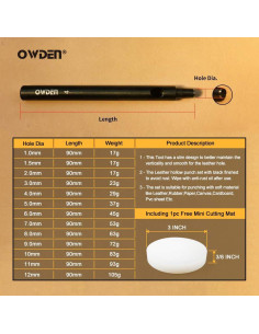 Juego de Punch de Agujeros de Cuero OWDEN 13 Piezas 1-12mm 2