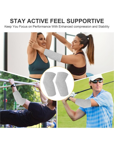 2 Pares Almohadillas de Codo Compresión AOZUO Gris 22cm
