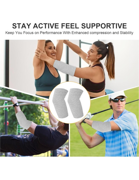 2 Pares Almohadillas de Codo Compresión AOZUO Gris 22cm