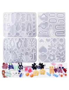 Moldes de Aretes de Resina ZQYSING 4 Piezas Silicona