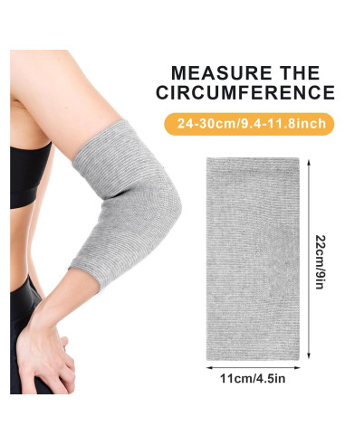 2 Pares Almohadillas de Codo Compresión AOZUO Gris 22cm