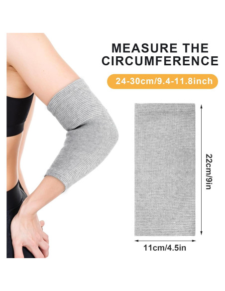 2 Pares Almohadillas de Codo Compresión AOZUO Gris 22cm
