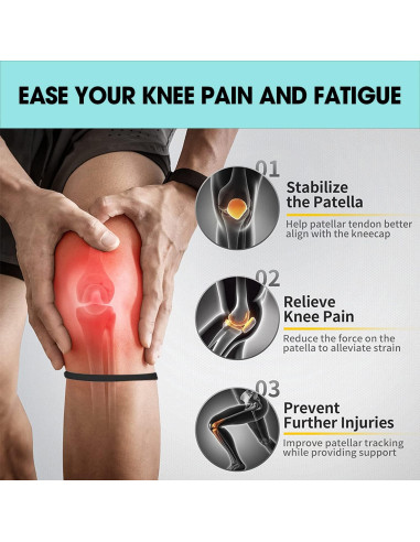 Correa de Soporte Patelar Ovnshery para Rodilla - Alivio Dolor (Negro)
