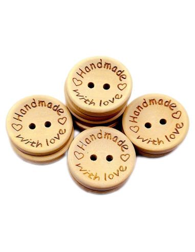 50 Botones de Madera Redondos 25mm Galepromot DIY Hecho a Mano