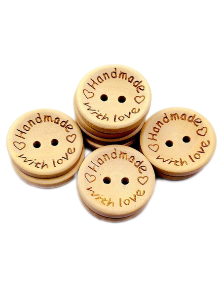 50 Botones de Madera Redondos 25mm Galepromot DIY Hecho a Mano