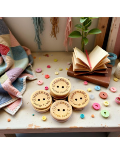 50 Botones de Madera Redondos 25mm Galepromot DIY Hecho a Mano 2