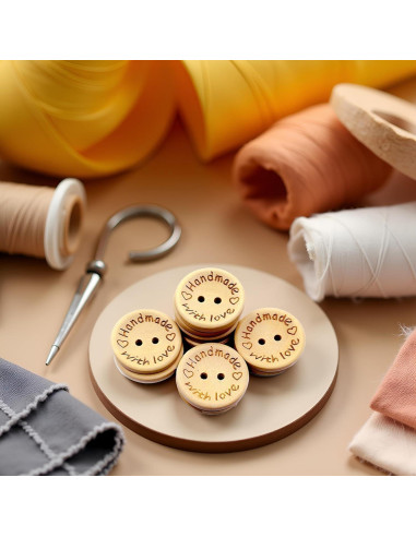 50 Botones de Madera Redondos 25mm Galepromot DIY Hecho a Mano