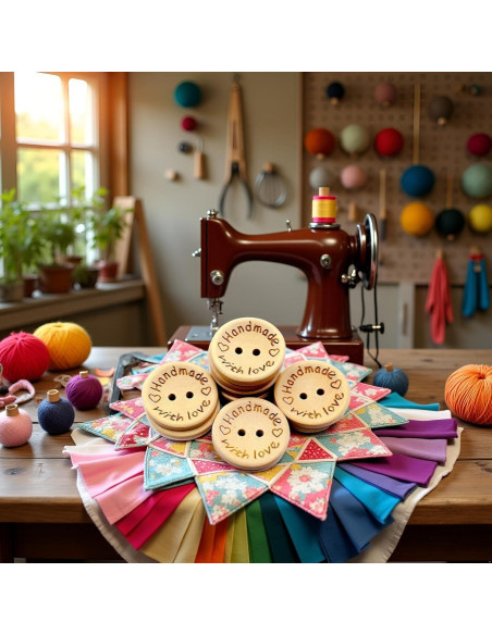 50 Botones de Madera Redondos 25mm Galepromot DIY Hecho a Mano