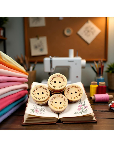 50 Botones de Madera Redondos 25mm Galepromot DIY Hecho a Mano