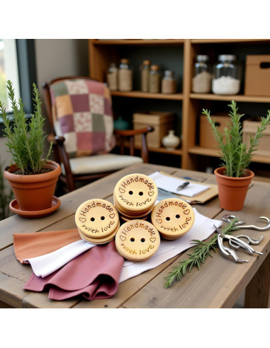 50 Botones de Madera Redondos 25mm Galepromot DIY Hecho a Mano