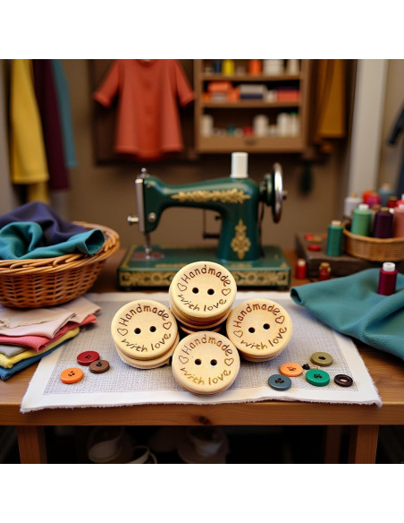 50 Botones de Madera Redondos 25mm Galepromot DIY Hecho a Mano