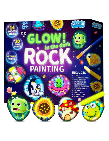 Kit de Pintura de Rocas MindPal MP0014 - 14 Piedras Brillantes Kit de Pintura de Rocas MindPal MP0014 - 14 Piedras Brillantes