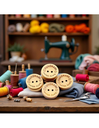 50 Botones de Madera Redondos 25mm Galepromot DIY Hecho a Mano