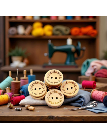 50 Botones de Madera Redondos 25mm Galepromot DIY Hecho a Mano