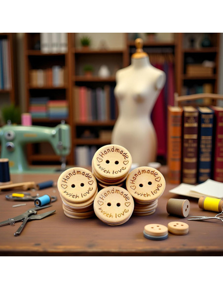 50 Botones de Madera Redondos 25mm Galepromot DIY Hecho a Mano