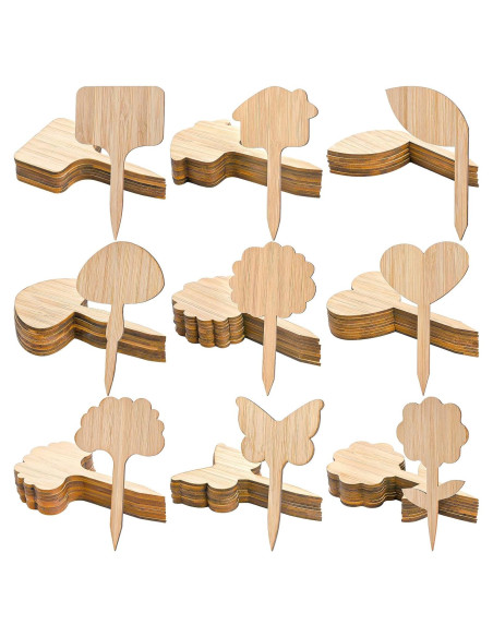 Etiquetas de Plantas de Bambú Elsjoy 90 Piezas 9 Estilos