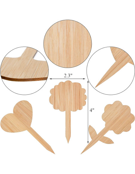 Etiquetas de Plantas de Bambú Elsjoy 90 Piezas 9 Estilos