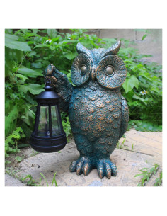Estatua de Jardín Búho Solar GUANFU 25cm Resina Resistente