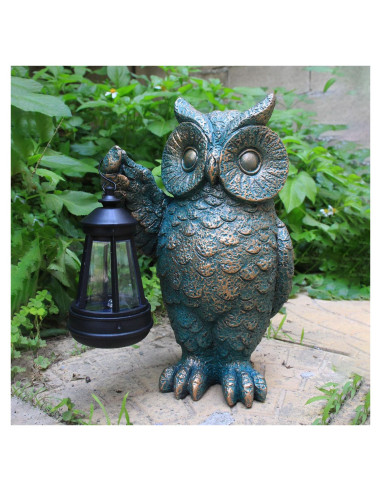 Estatua de Jardín Búho Solar GUANFU 25cm Resina Resistente