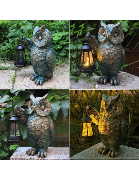 Estatua de Jardín Búho Solar GUANFU 25cm Resina Resistente Estatua de Jardín Búho Solar GUANFU 25cm Resina Resistente