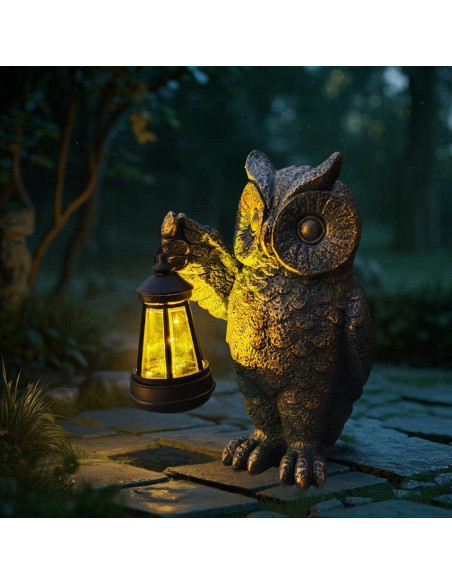 Estatua de Jardín Búho Solar GUANFU 25cm Resina Resistente Estatua de Jardín Búho Solar GUANFU 25cm Resina Resistente