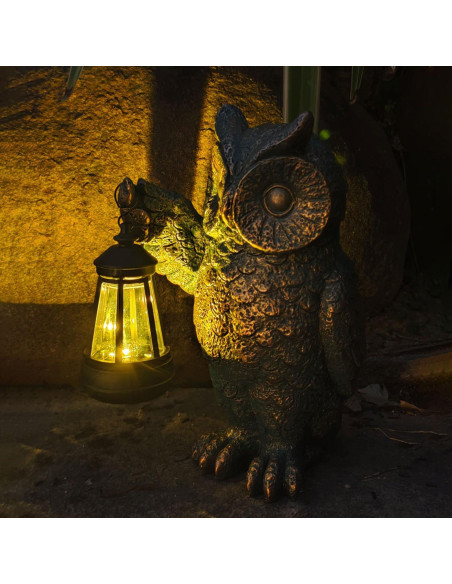 Estatua de Jardín Búho Solar GUANFU 25cm Resina Resistente Estatua de Jardín Búho Solar GUANFU 25cm Resina Resistente