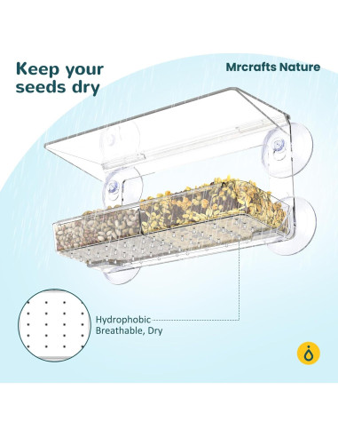 Comedero para Aves de Ventana MrCrafts Nature Rectángulo 0.23 kg