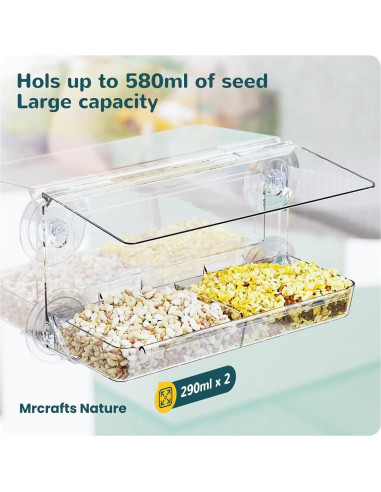 Comedero para Aves de Ventana MrCrafts Nature Rectángulo 0.23 kg