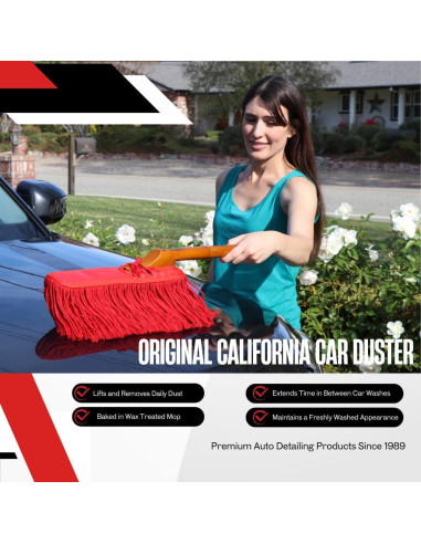 Duster de Coche California 62442 con Mango de Madera 66 cm Rojo