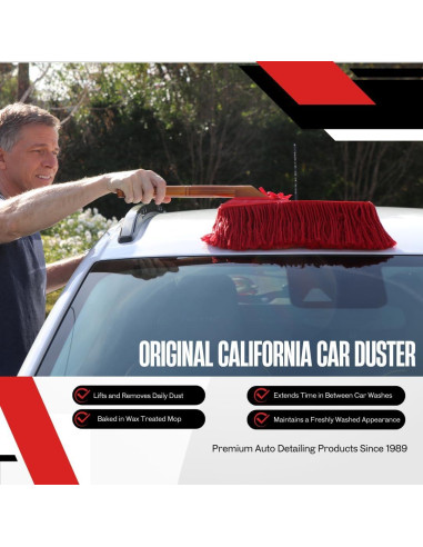 Duster de Coche California 62442 con Mango de Madera 66 cm Rojo