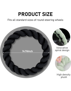 Cubierta de Volante de Coche Peluda KVAEY 38.1 cm Antideslizante 2