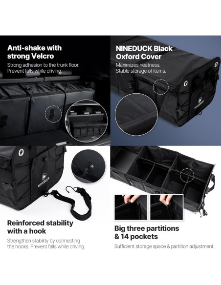 Organizador de Maletero NINEDUCK 114L Negro Oxford Impermeable