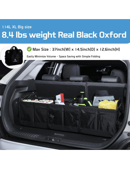 Organizador de Maletero NINEDUCK 114L Negro Oxford Impermeable