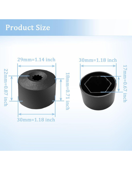 20 Cubiertas de Tuercas de Rueda + Herramienta Dkvudho 17mm 20 Cubiertas de Tuercas de Rueda + Herramienta Dkvudho 17mm