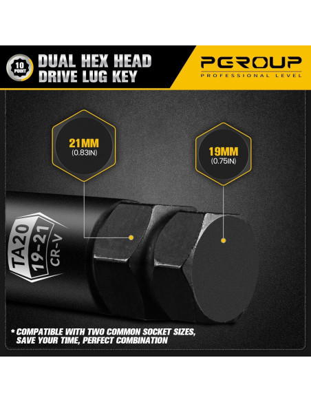 Llave de Tuerca 10 Splines pgroup TA20-19/21 Doble Hexágono 19mm 21mm
