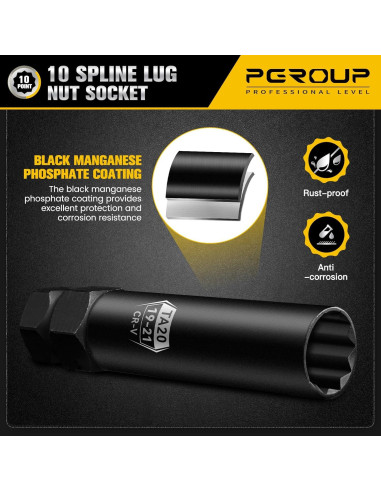 Llave de Tuerca 10 Splines pgroup TA20-19/21 Doble Hexágono 19mm 21mm