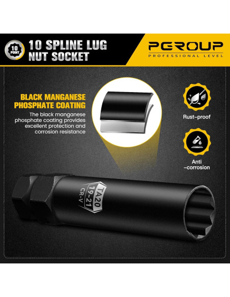 Llave de Tuerca 10 Splines pgroup TA20-19/21 Doble Hexágono 19mm 21mm