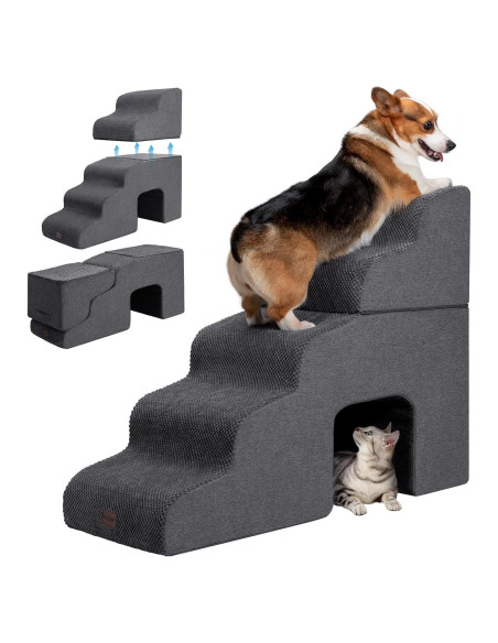 Escalera para Perros Garnpet 5 Pasos Antideslizante Gris