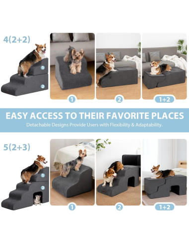 Escalera para Perros Garnpet 5 Pasos Antideslizante Gris