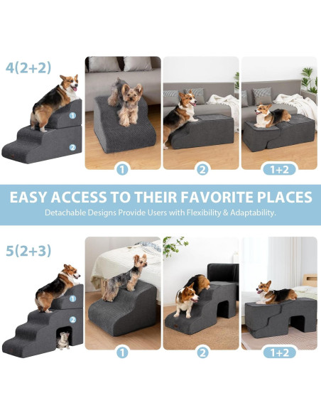Escalera para Perros Garnpet 5 Pasos Antideslizante Gris
