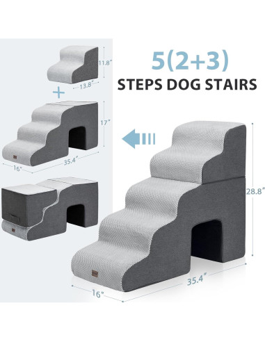 Escalera para Perros Garnpet 5 Pasos Antideslizante Gris