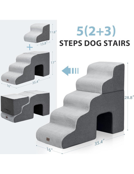 Escalera para Perros Garnpet 5 Pasos Antideslizante Gris