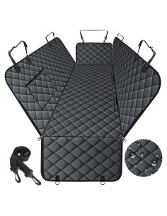 Funda de Asiento de Coche para Perros NECKORY - Impermeable, Antideslizante, Negro