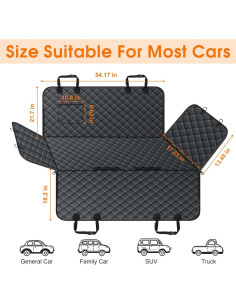 Funda de Asiento de Coche para Perros NECKORY - Impermeable, Antideslizante, Negro 2