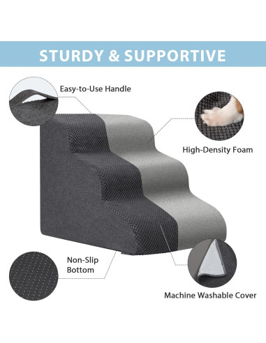 Escalera para Perros Garnpet 5 Pasos Antideslizante Gris